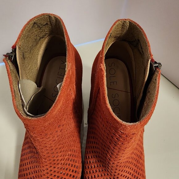 Sole Society Orange Open Toe Suede Booties - Picture 6 of 10